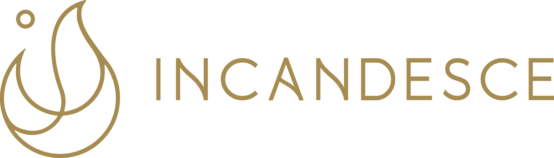 Incandesce logo with flame icon representing lighting solutions.